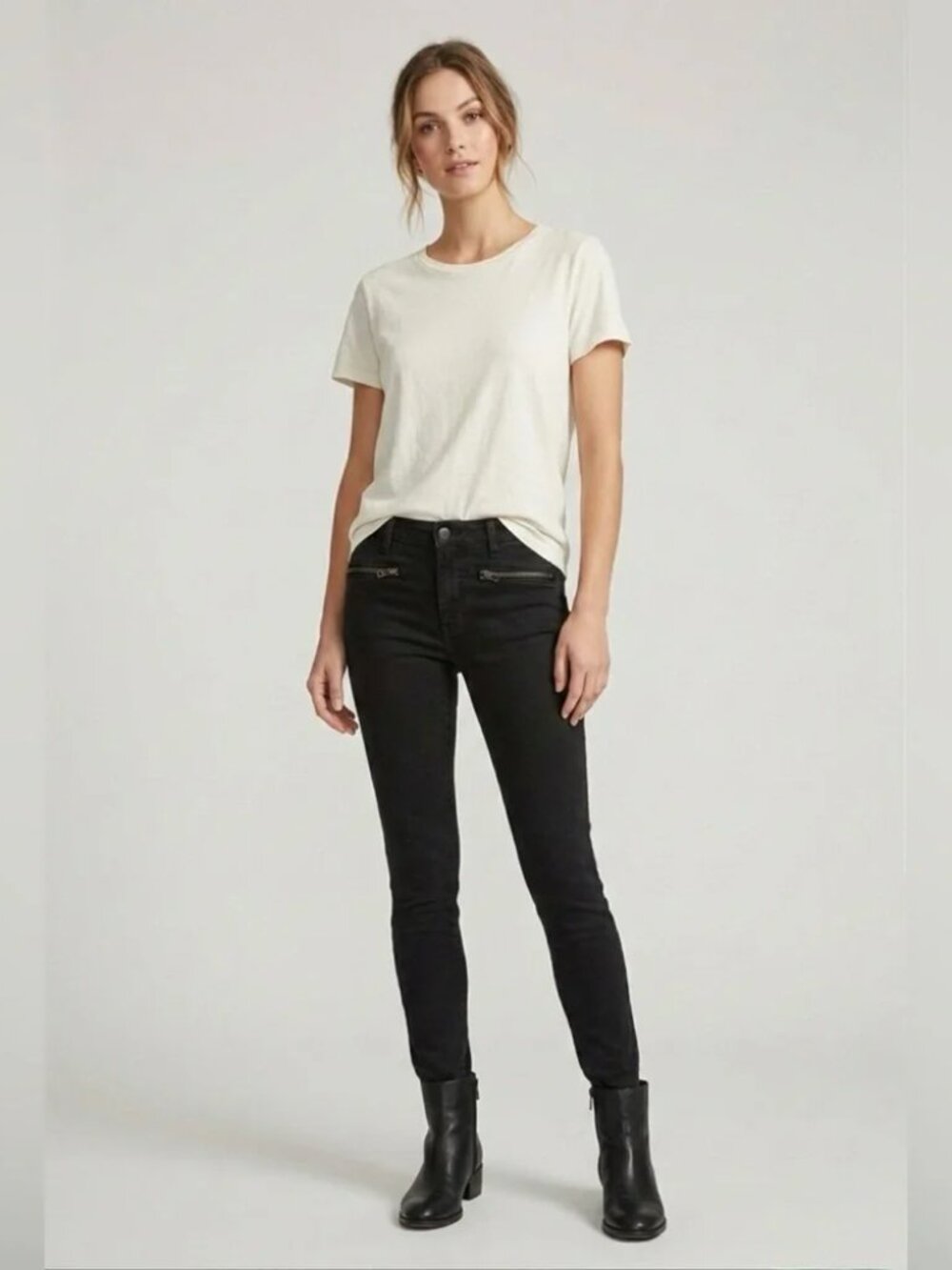 Veronica Beard Black Zippered Skinny Jeans Size 6 - Picture 2 of 11